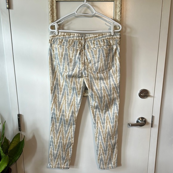 FREE PEOPLE | Ivory Ikat Cropped Skinny Jeans with Zipper Bottoms - Picture 8 of 11